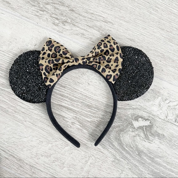 Accessories - Mouse Ears Headband with Leopard Print Bow